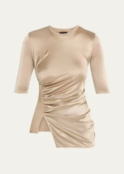 Giorgio ArmaniDraped Jersey Short-Sleeve Top