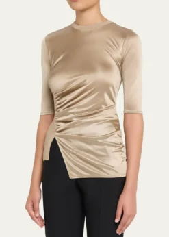 Giorgio ArmaniDraped Jersey Short-Sleeve Top