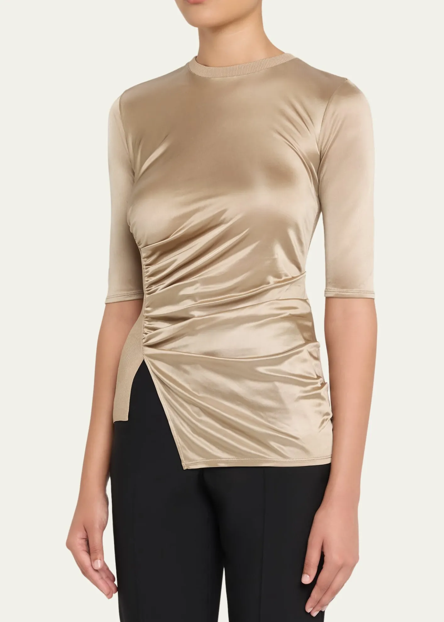 Giorgio ArmaniDraped Jersey Short-Sleeve Top