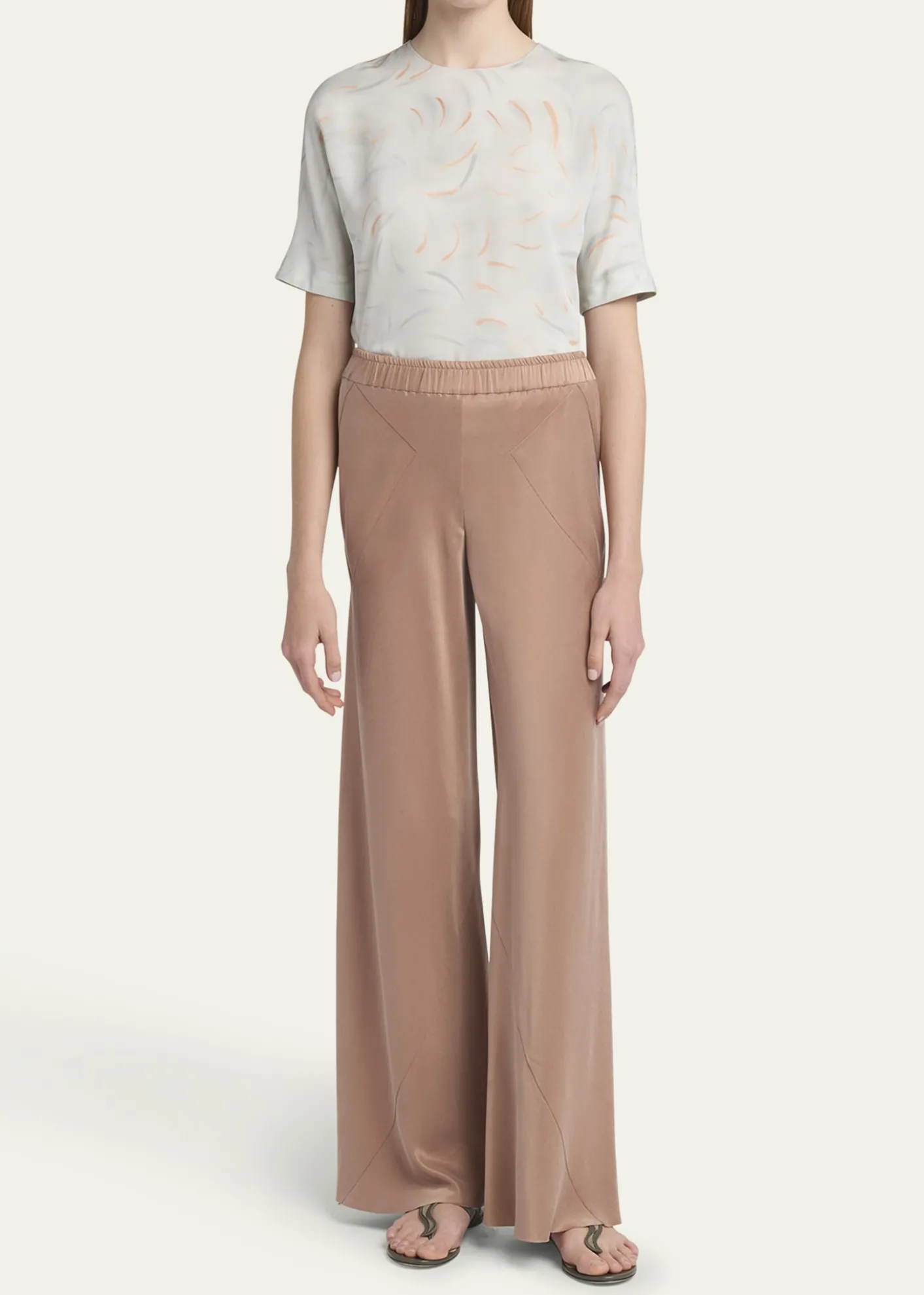 Giorgio ArmaniElastic Waistband Wide Leg Trousers