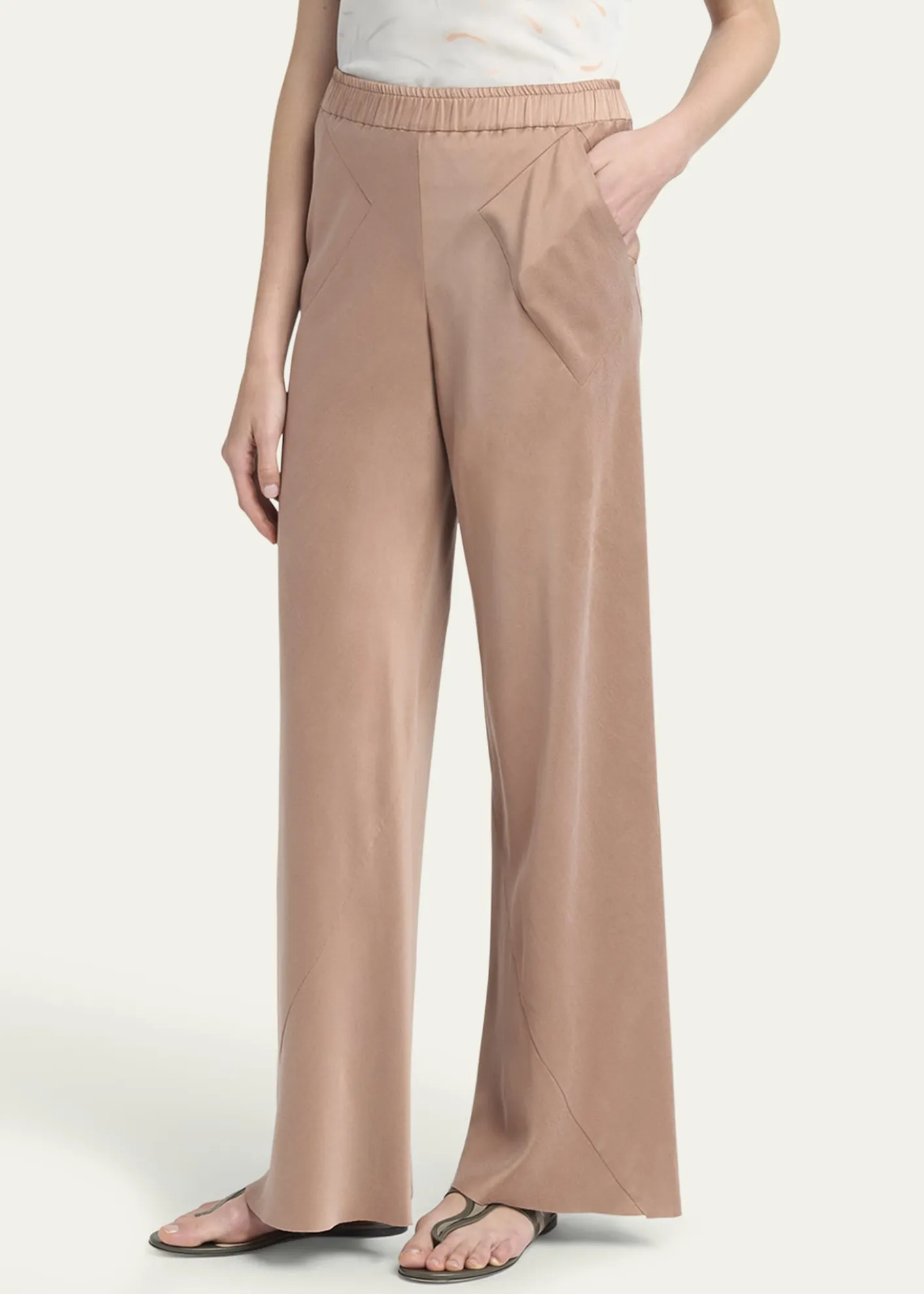 Giorgio ArmaniElastic Waistband Wide Leg Trousers