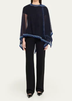 Giorgio ArmaniEmbellished Edge Tulle Wrap Poncho