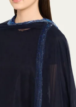 Giorgio ArmaniEmbellished Edge Tulle Wrap Poncho