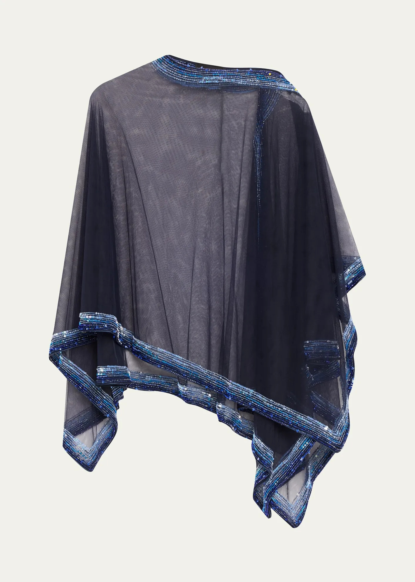 Giorgio ArmaniEmbellished Edge Tulle Wrap Poncho
