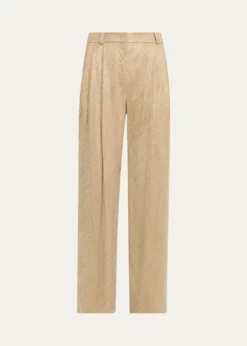 Giorgio ArmaniEmbellished Pleated Straight-Leg Pants
