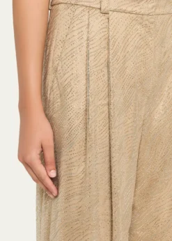 Giorgio ArmaniEmbellished Pleated Straight-Leg Pants