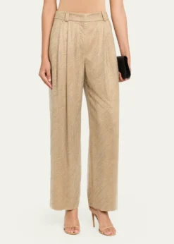 Giorgio ArmaniEmbellished Pleated Straight-Leg Pants