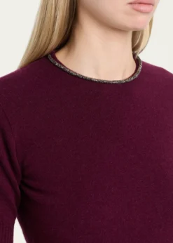 Giorgio ArmaniEmbellished Short-Sleeve Cashmere Crewneck Sweater