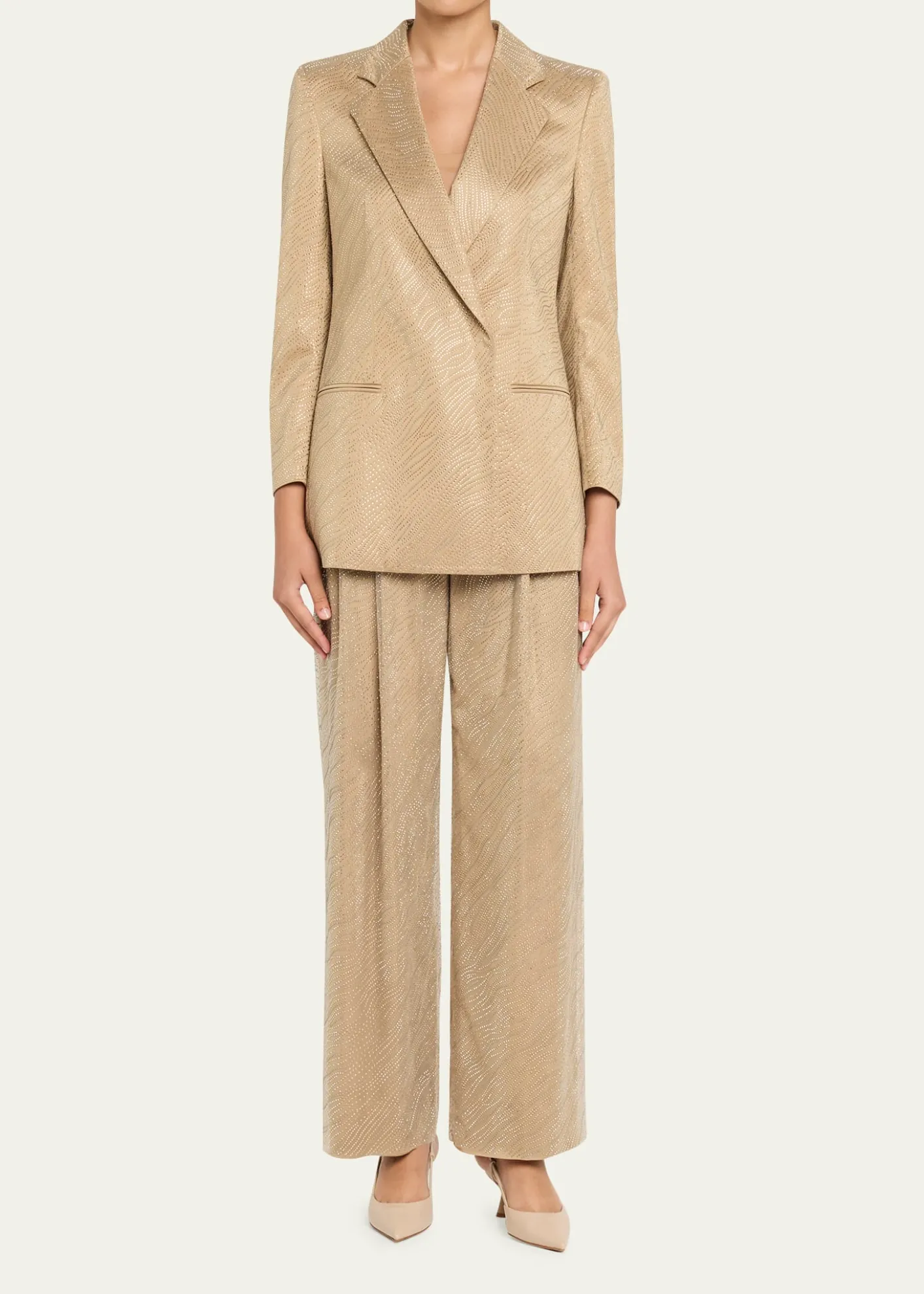 Giorgio ArmaniEmbellished Satin Double-Breasted Jacket