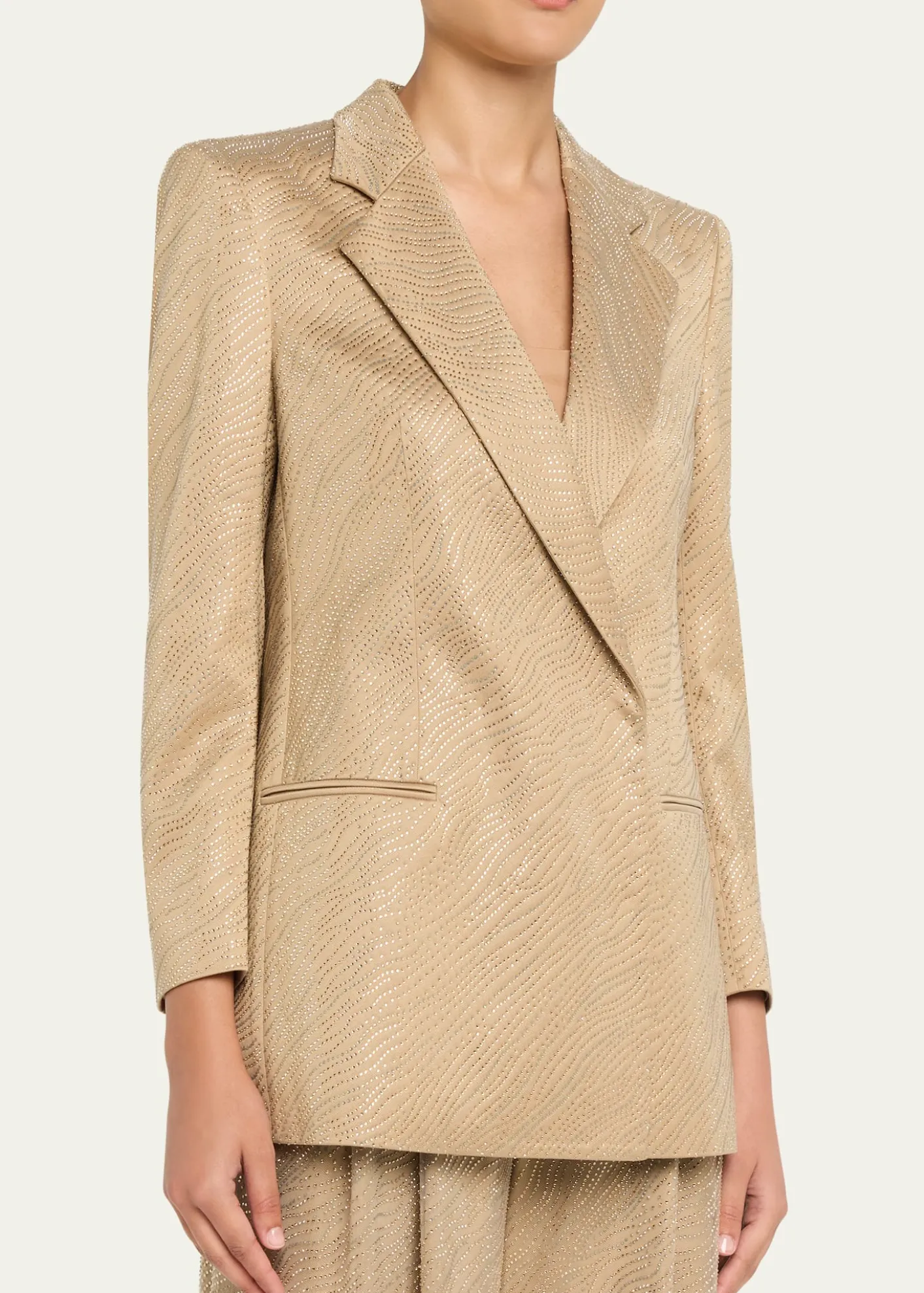 Giorgio ArmaniEmbellished Satin Double-Breasted Jacket