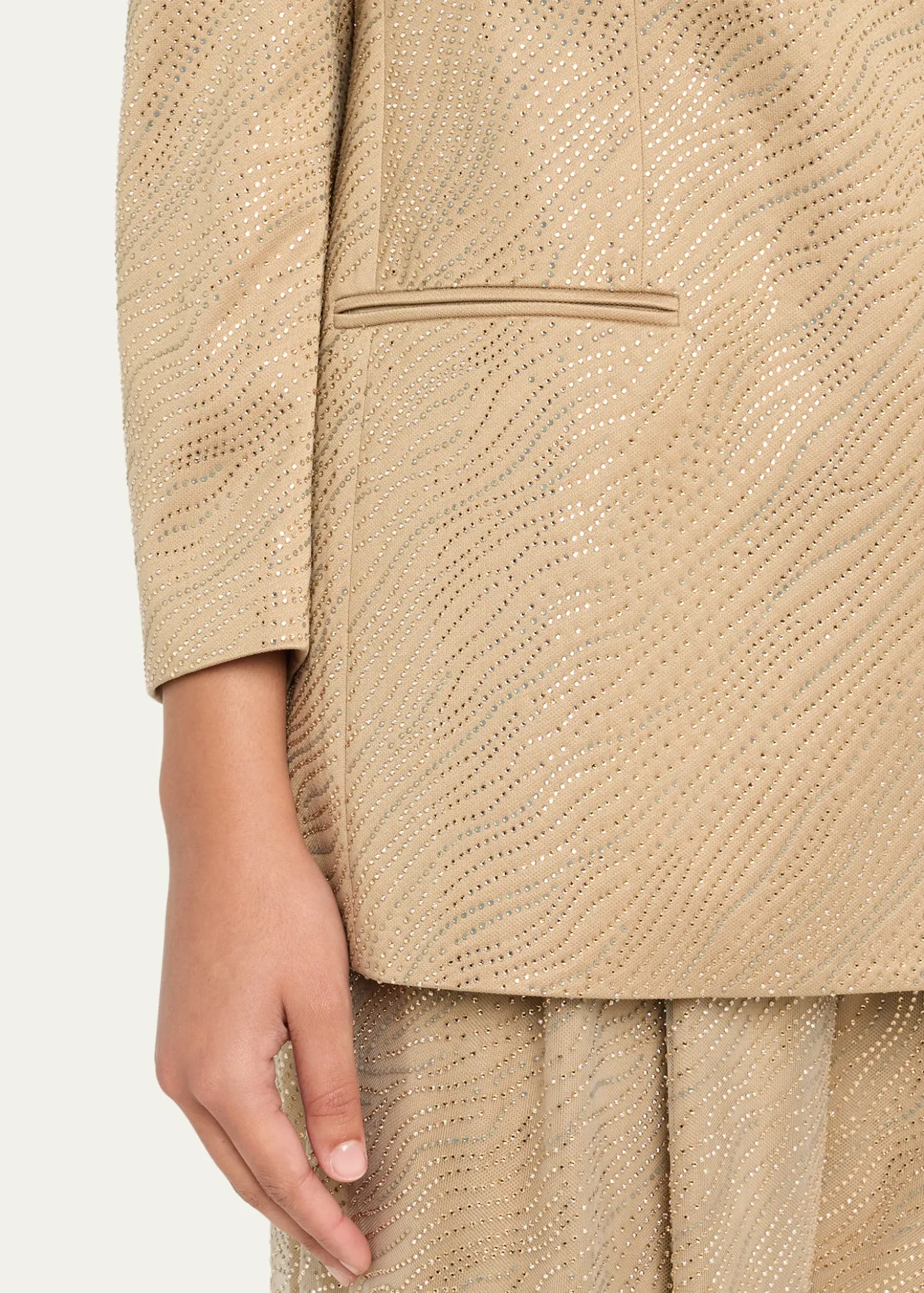 Giorgio ArmaniEmbellished Satin Double-Breasted Jacket