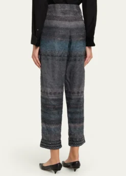 Giorgio ArmaniEmbroidered Geo-Print Wook Straight-Leg Crop Trousers