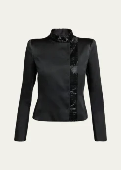 Giorgio ArmaniEmbroidered Silk Single-Breasted Jacket