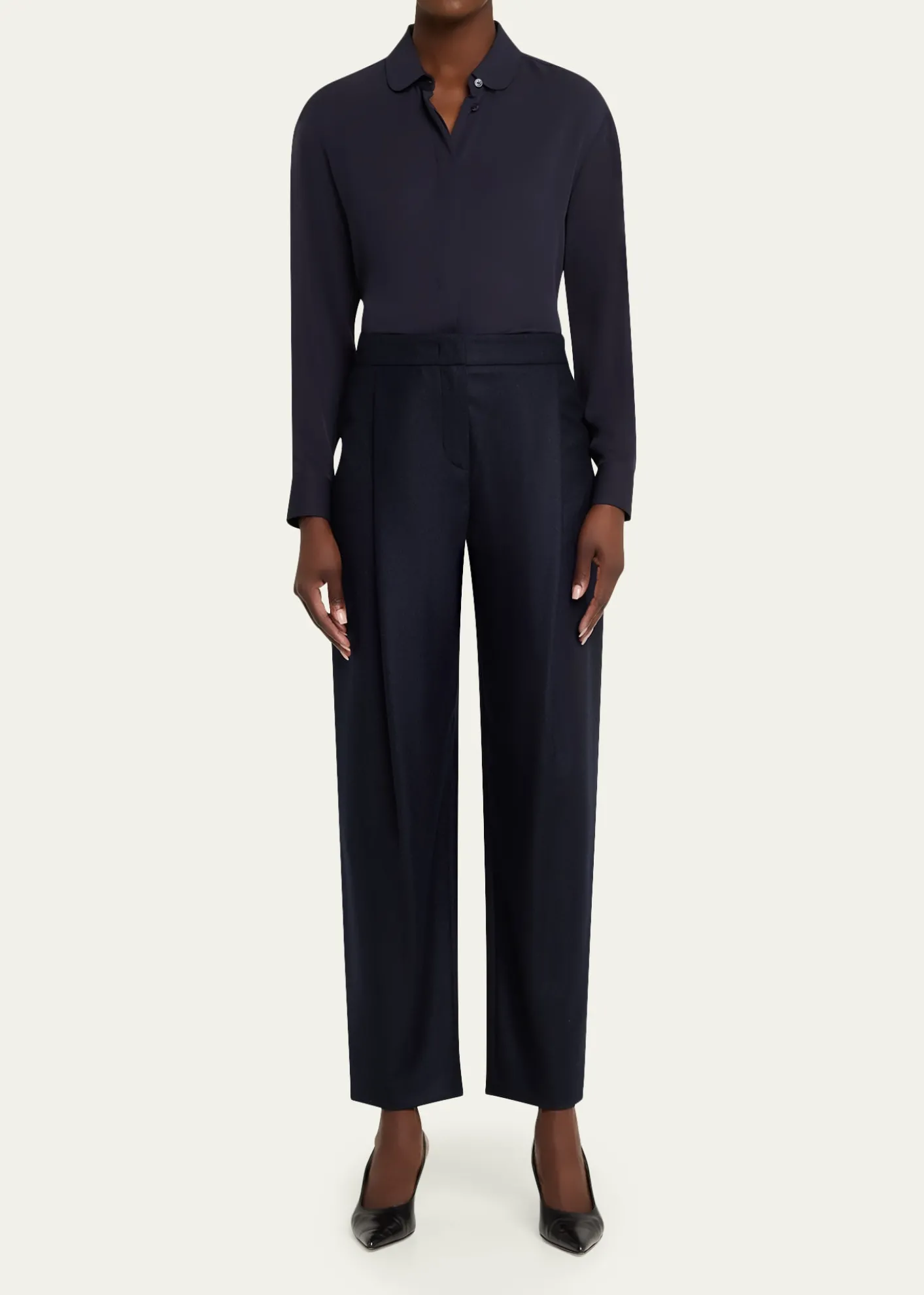 Giorgio ArmaniFlanella Cashmere Straight-Leg Pants