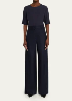 Giorgio ArmaniFlanella Cashmere Wide-Leg Pants
