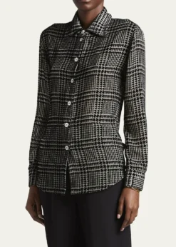 Giorgio ArmaniFlocked Check Silk Blouse