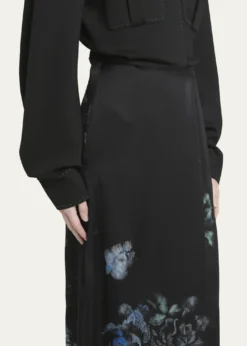 Giorgio ArmaniFloral Print Silk Wrap-Effect Midi Skirt