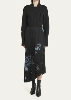 Giorgio ArmaniFloral Print Silk Wrap-Effect Midi Skirt