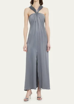 Giorgio ArmaniGathered Halter Silk Gown