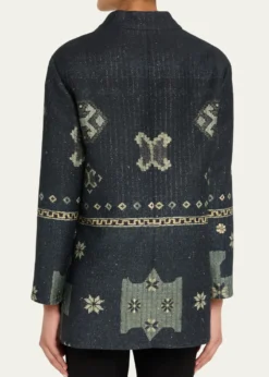 Giorgio ArmaniGeo-Print Metallic Pinstripe High-Low Caban Coat