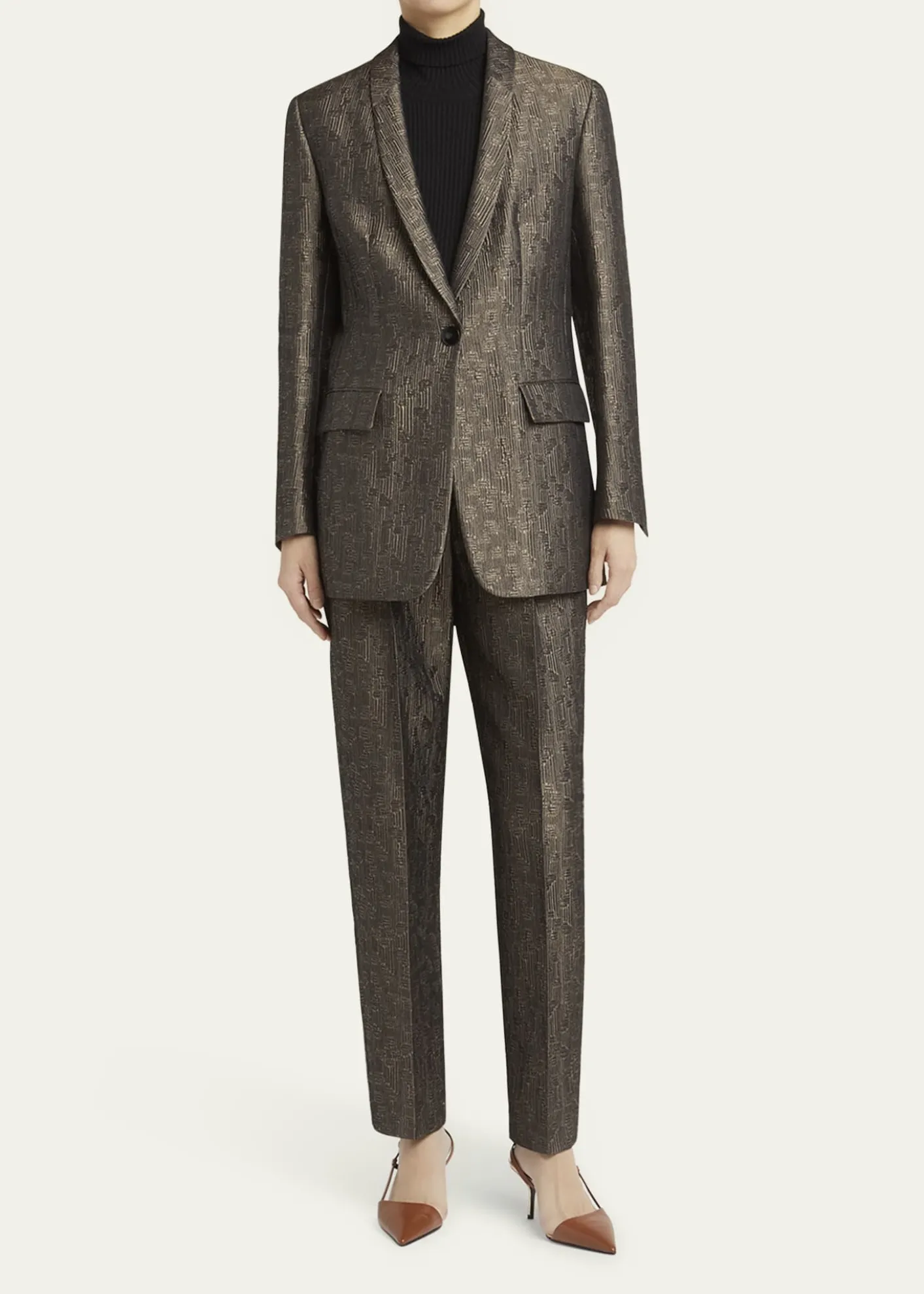 Giorgio ArmaniGeo Silk Jacquard Tapered-Leg Trousers