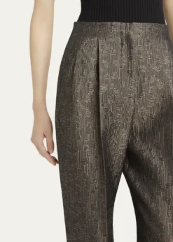 Giorgio ArmaniGeo Silk Jacquard Tapered-Leg Trousers
