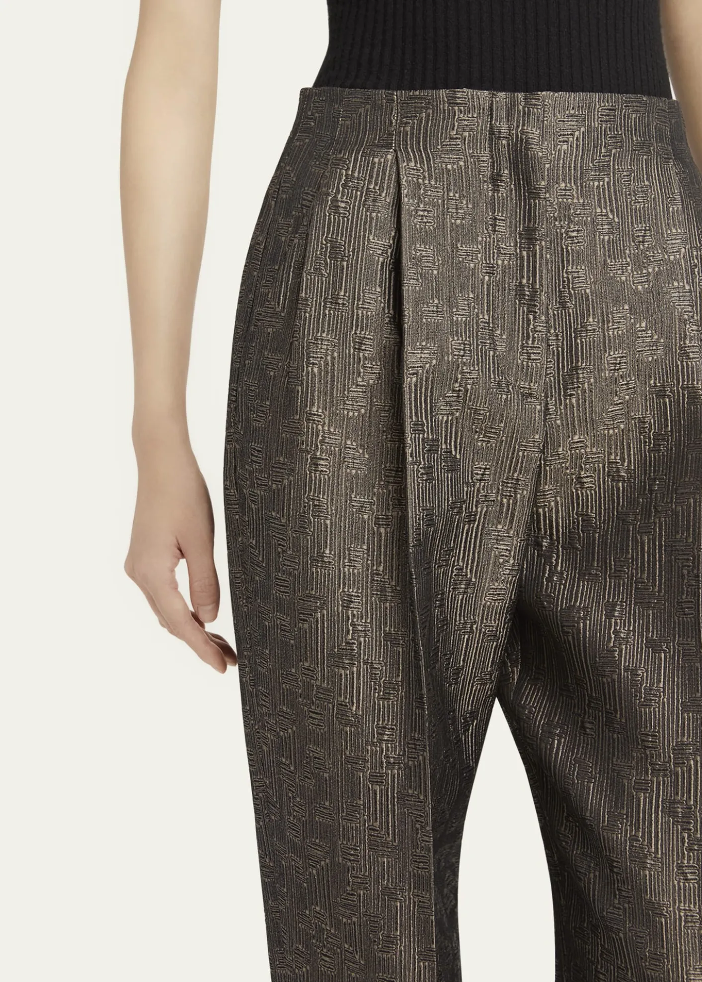 Giorgio ArmaniGeo Silk Jacquard Tapered-Leg Trousers