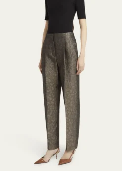 Giorgio ArmaniGeo Silk Jacquard Tapered-Leg Trousers