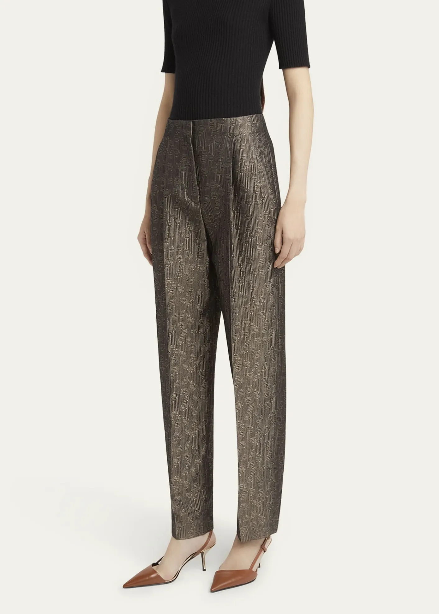Giorgio ArmaniGeo Silk Jacquard Tapered-Leg Trousers