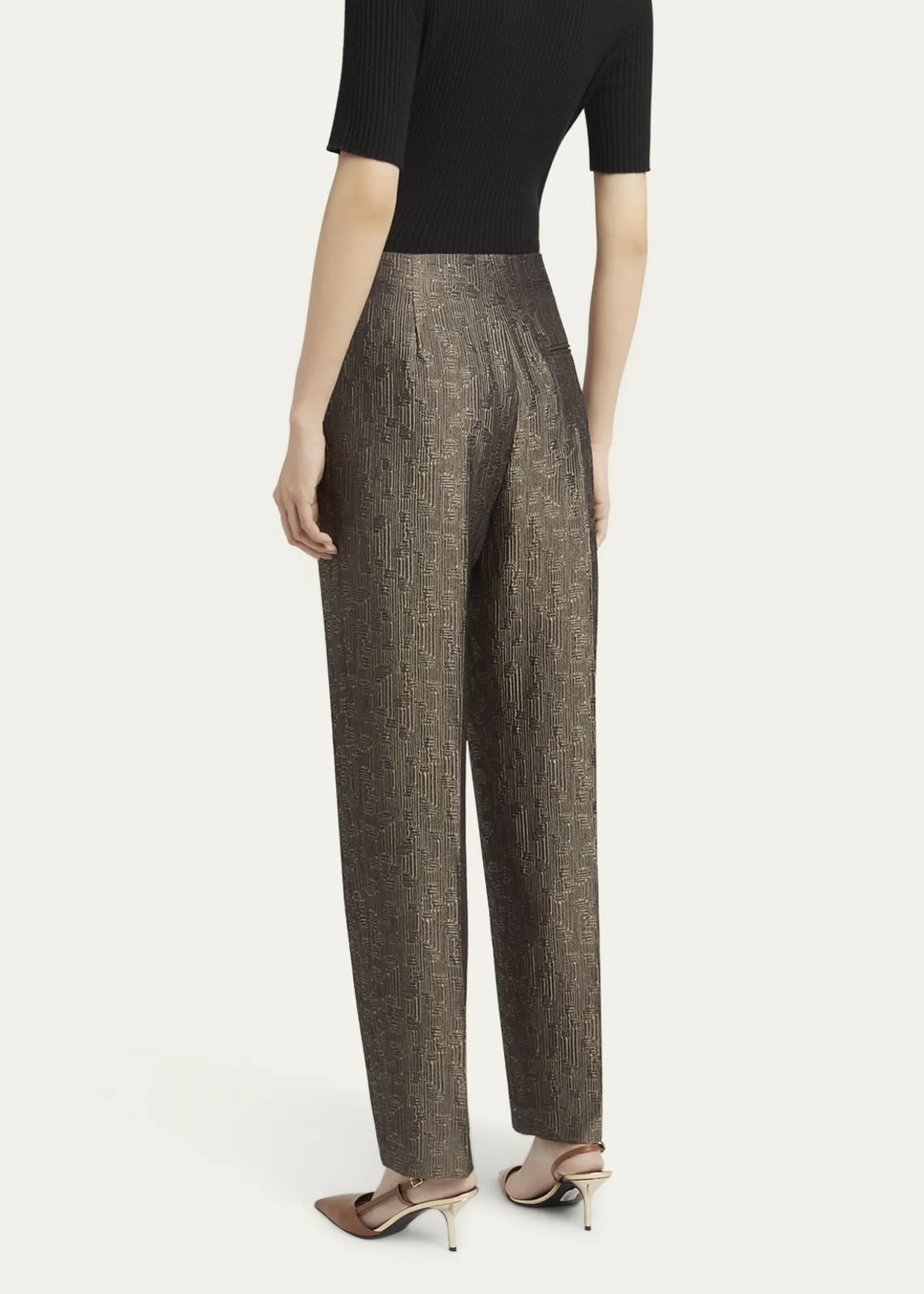 Giorgio ArmaniGeo Silk Jacquard Tapered-Leg Trousers