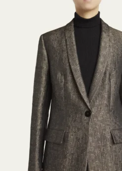 Giorgio ArmaniGeo Silk Jacquard Single-Breasted Blazer