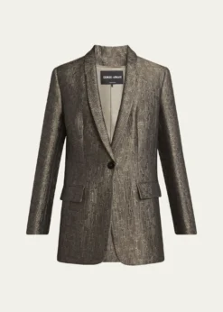 Giorgio ArmaniGeo Silk Jacquard Single-Breasted Blazer