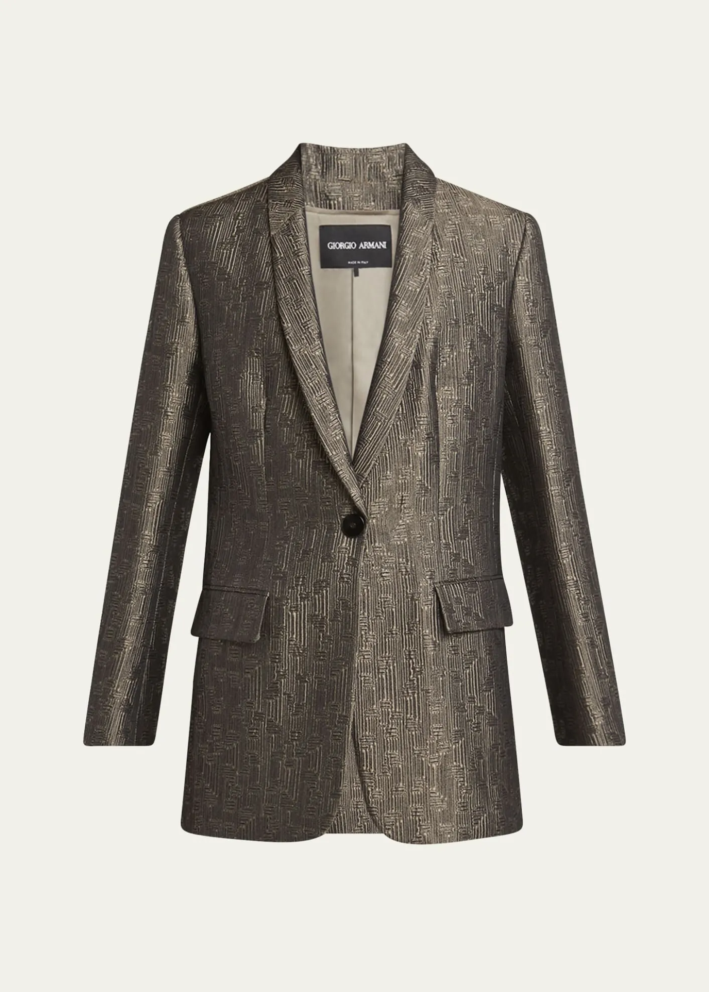 Giorgio ArmaniGeo Silk Jacquard Single-Breasted Blazer