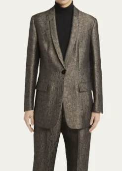 Giorgio ArmaniGeo Silk Jacquard Single-Breasted Blazer