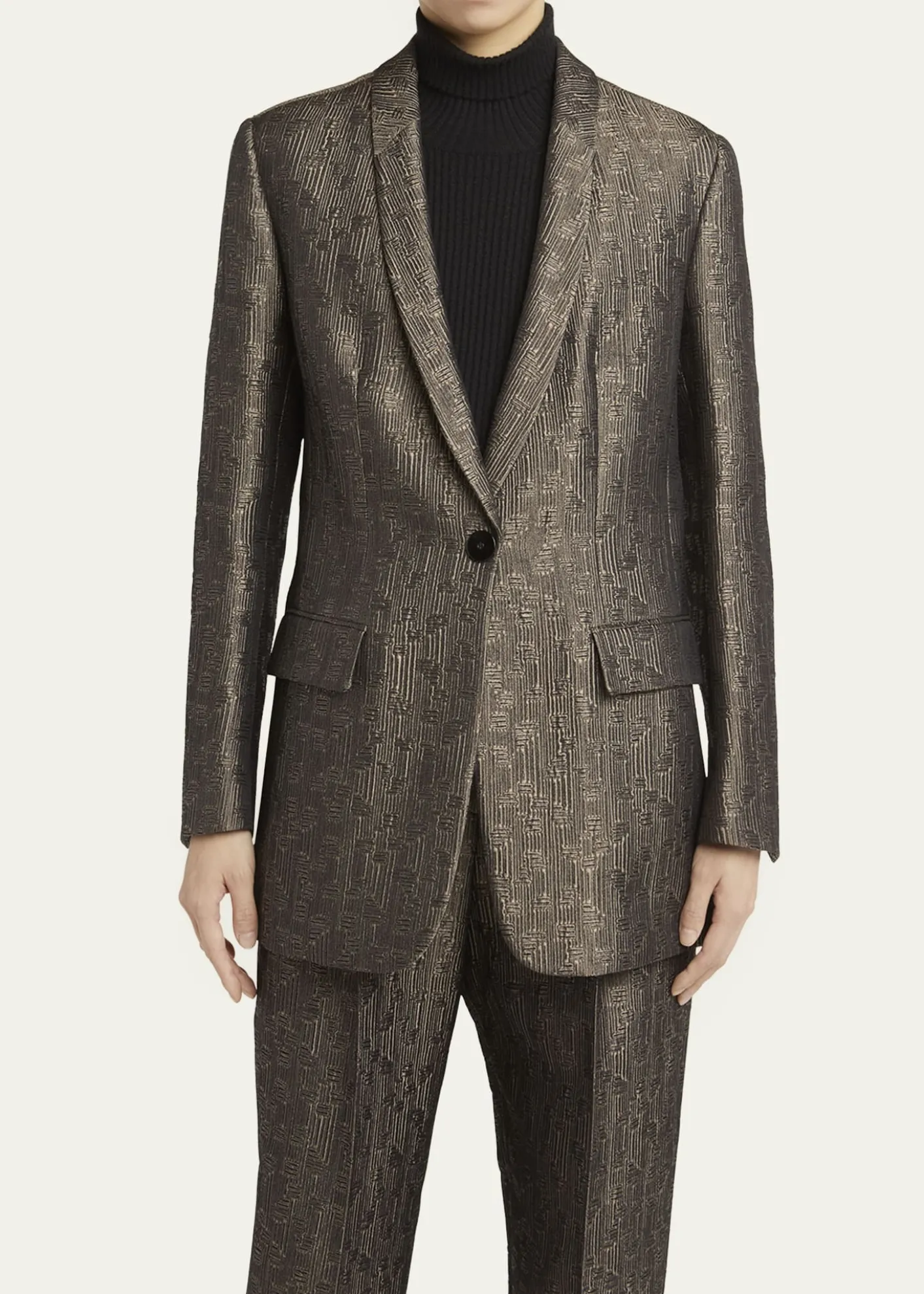 Giorgio ArmaniGeo Silk Jacquard Single-Breasted Blazer