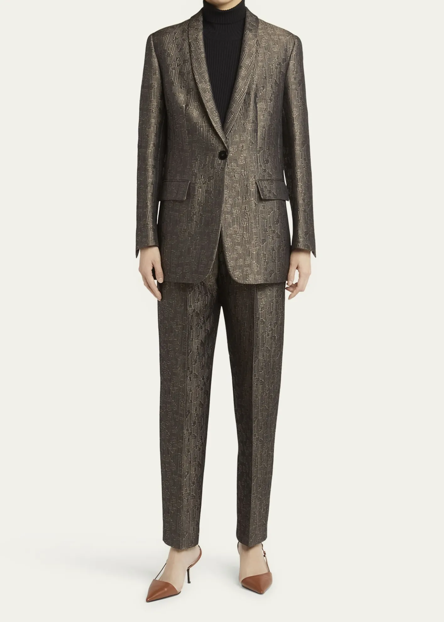 Giorgio ArmaniGeo Silk Jacquard Single-Breasted Blazer