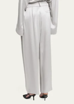 Giorgio ArmaniHammered Satin Pleated Straight-Leg Trousers