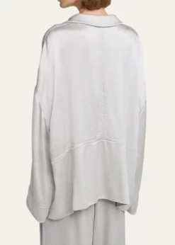 Giorgio ArmaniHammered Satin Plunging Collared Shirt