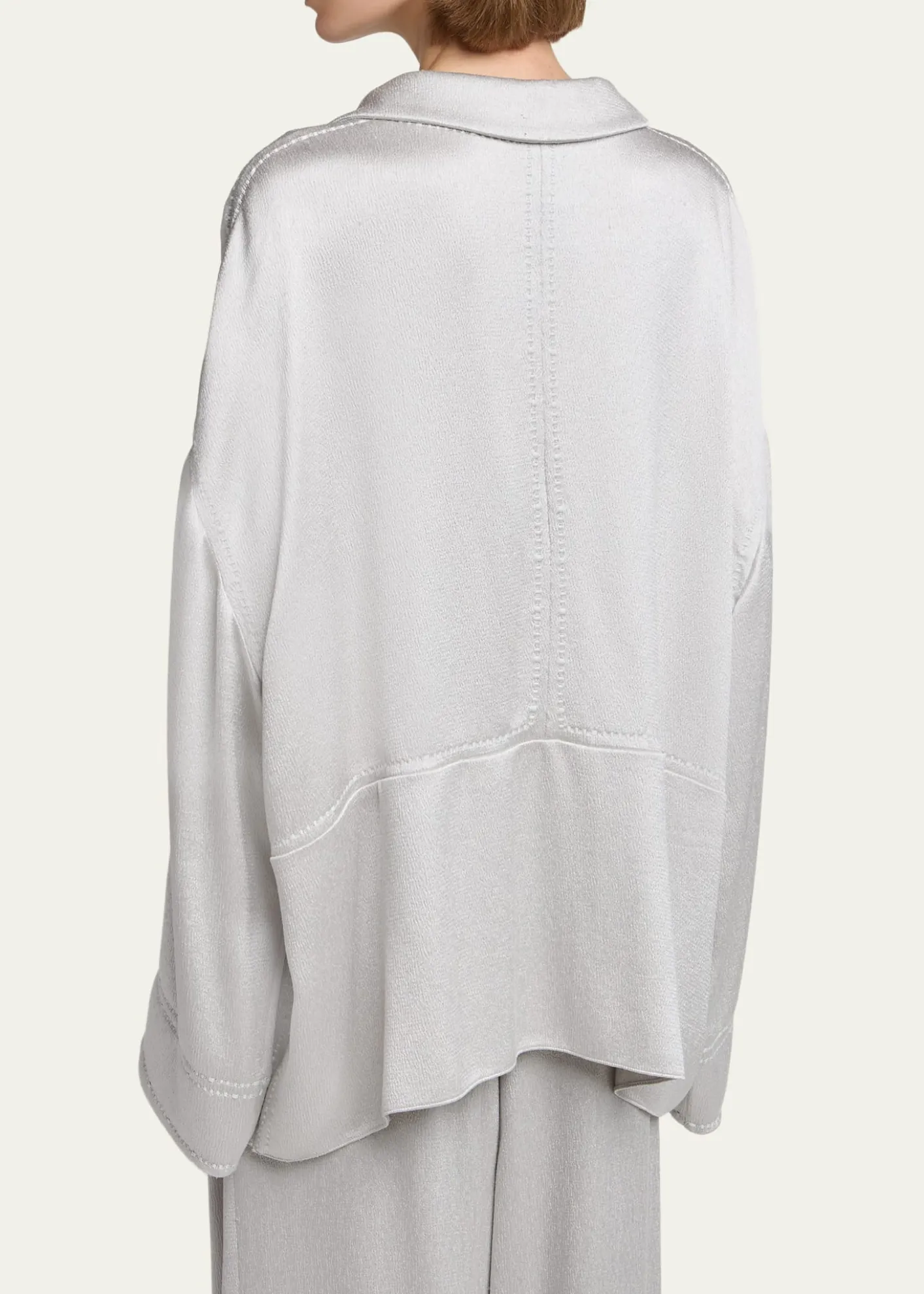 Giorgio ArmaniHammered Satin Plunging Collared Shirt