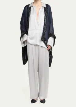 Giorgio ArmaniHammered Satin Plunging Collared Shirt