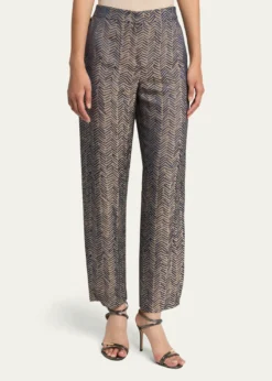 Giorgio ArmaniHerringbone Jacquard Straight-Leg Ankle Trousers