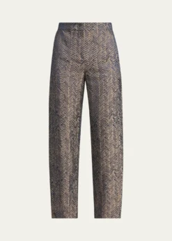 Giorgio ArmaniHerringbone Jacquard Straight-Leg Ankle Trousers