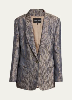 Giorgio ArmaniHerringbone Jacquard Single-Breasted Jacket
