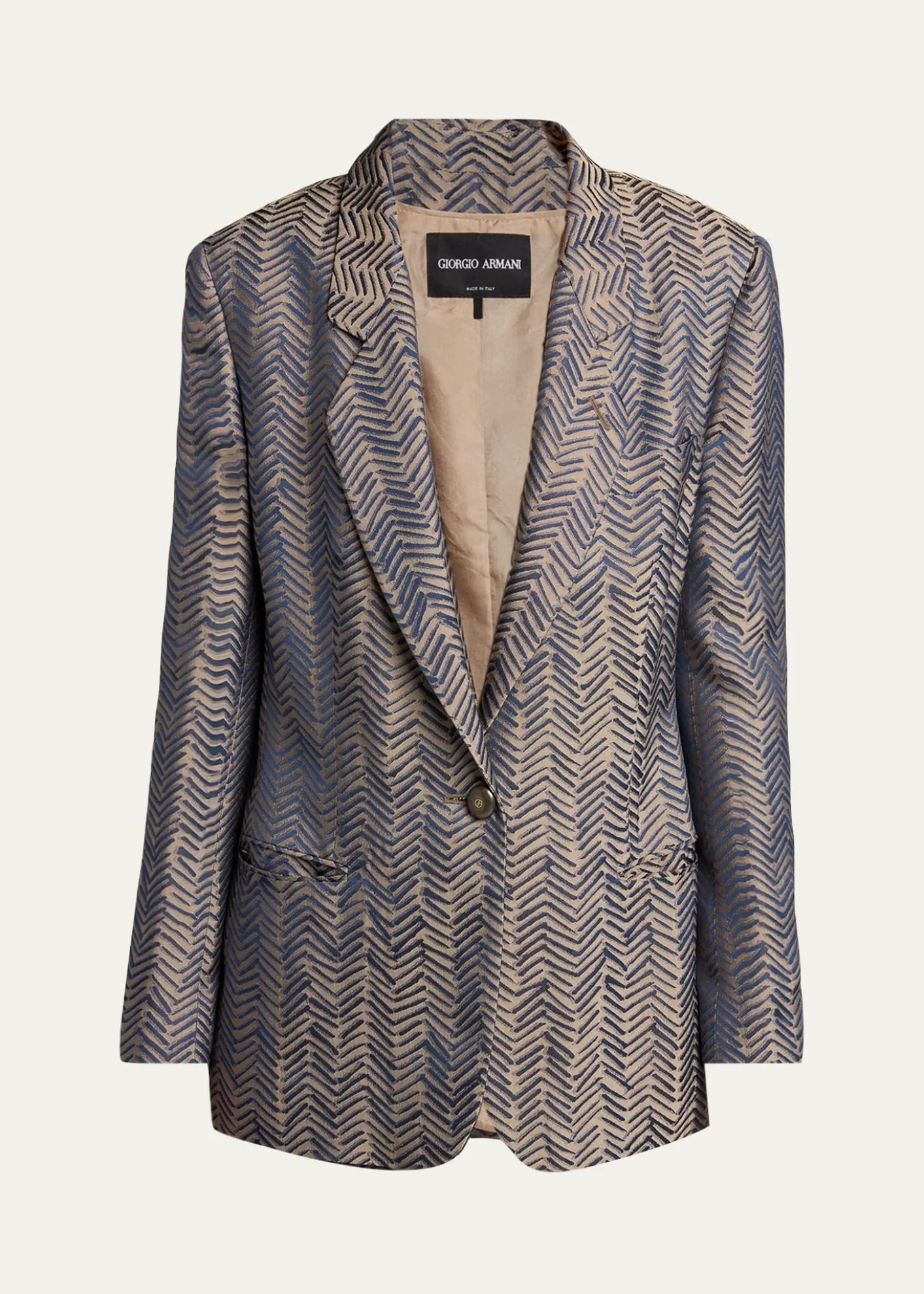 Giorgio ArmaniHerringbone Jacquard Single-Breasted Jacket
