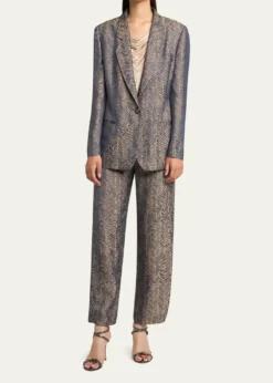 Giorgio ArmaniHerringbone Jacquard Single-Breasted Jacket