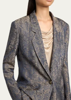 Giorgio ArmaniHerringbone Jacquard Single-Breasted Jacket
