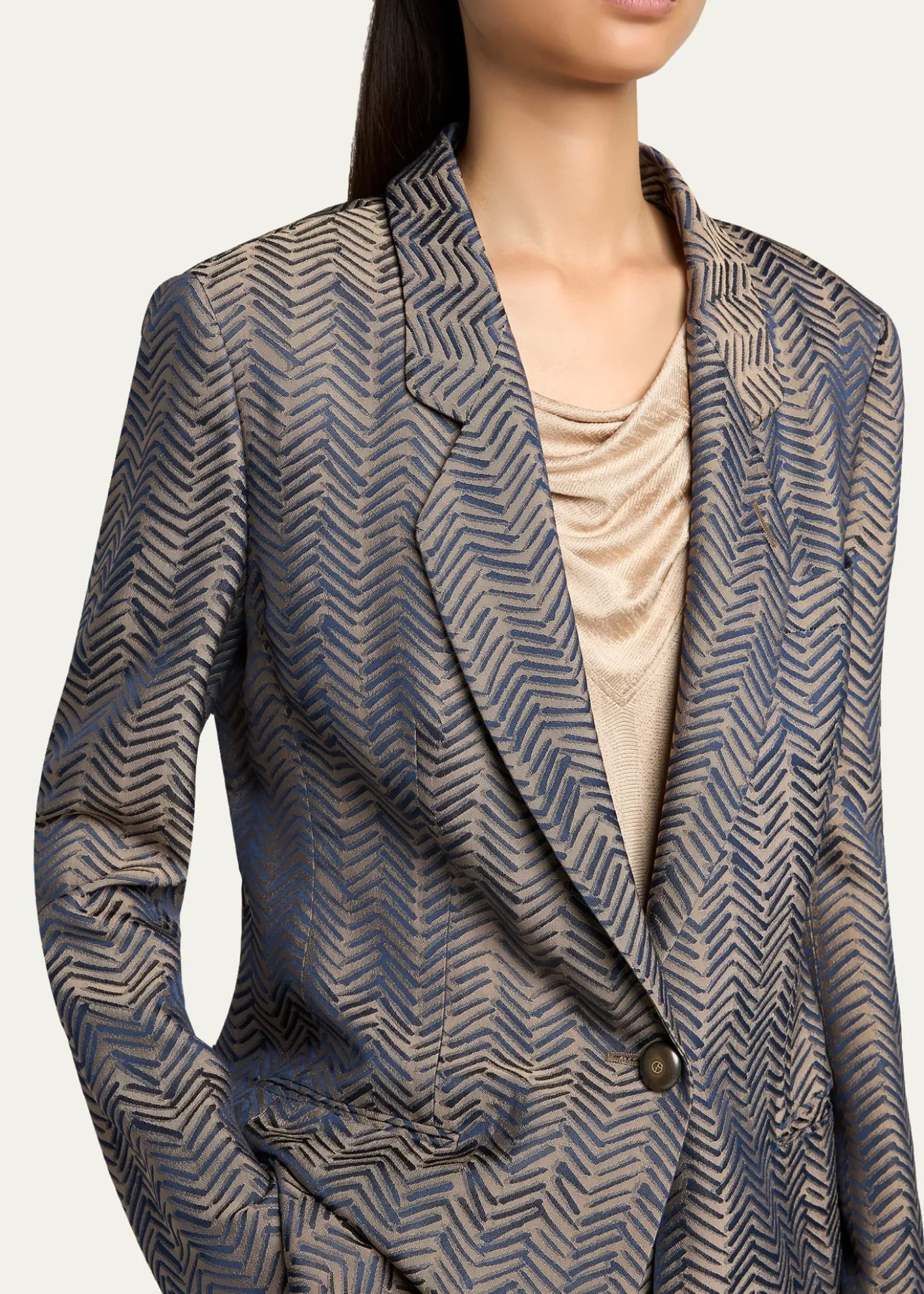 Giorgio ArmaniHerringbone Jacquard Single-Breasted Jacket