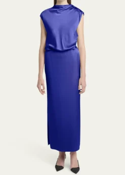 Giorgio ArmaniHigh-Neck Double Silk Satin Gown