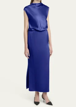 Giorgio ArmaniHigh-Neck Double Silk Satin Gown