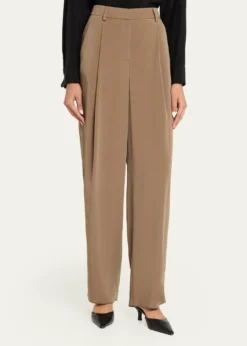 Giorgio ArmaniHigh-Rise Pleated Straight-Leg Trousers